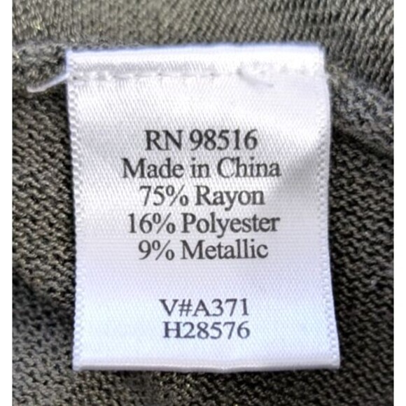 Coldwater Creek Women's 2X Knit Green Gold Sparkly Cowl Neck Top Festive Holiday - Picture 5 of 16